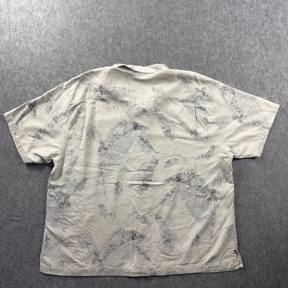 Tommy Bahama 100% Silk Hawaiian Aloha Men's XXL Button Up Shirt Cream/Tan